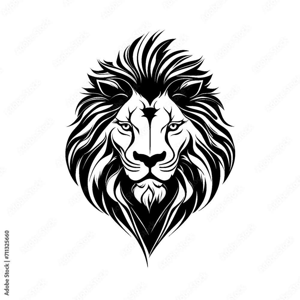 free photo, illustration of a black and white lion's head 2