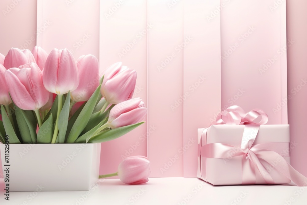 a pink flower frame on pink background