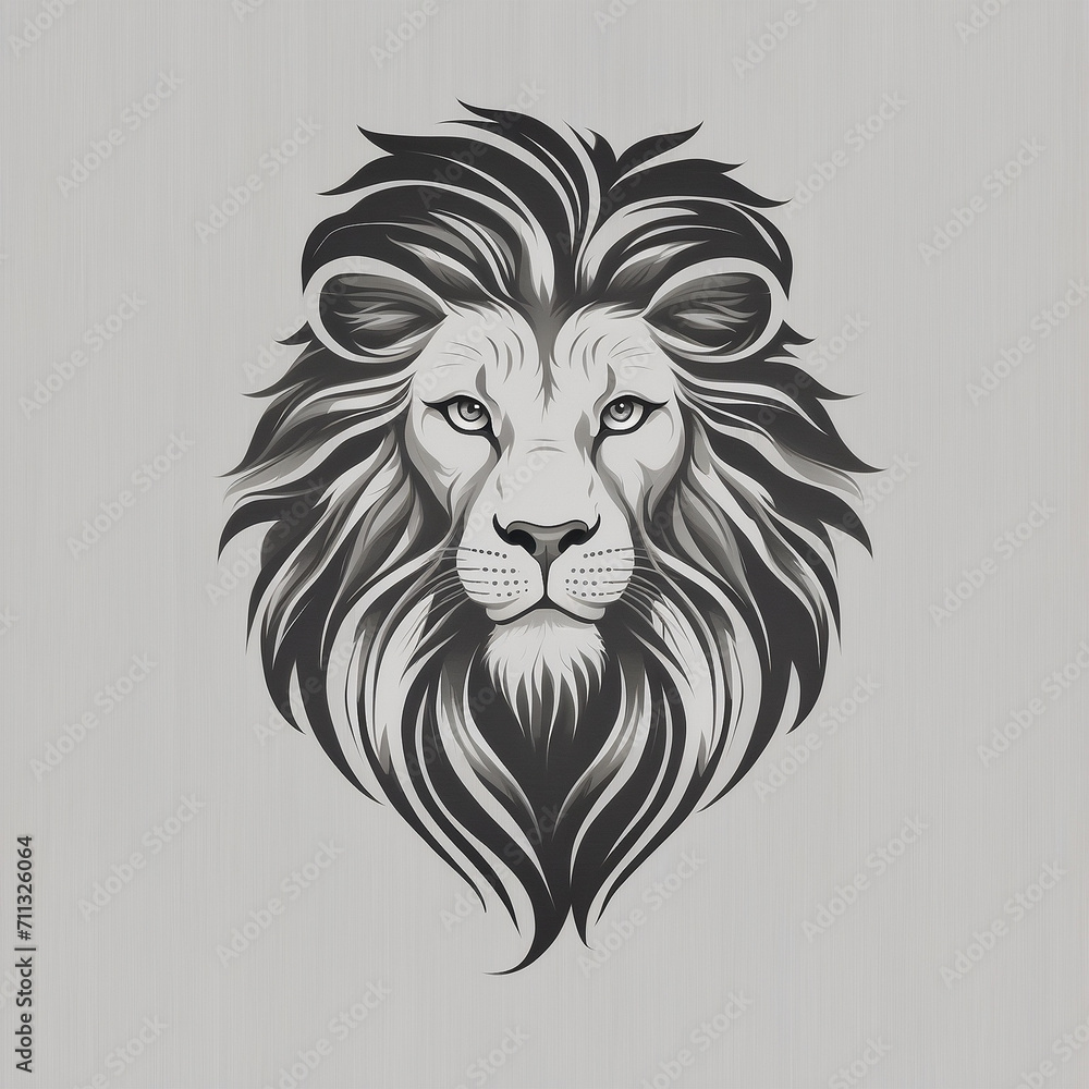 free photo, illustration of a black and white lion's head 5