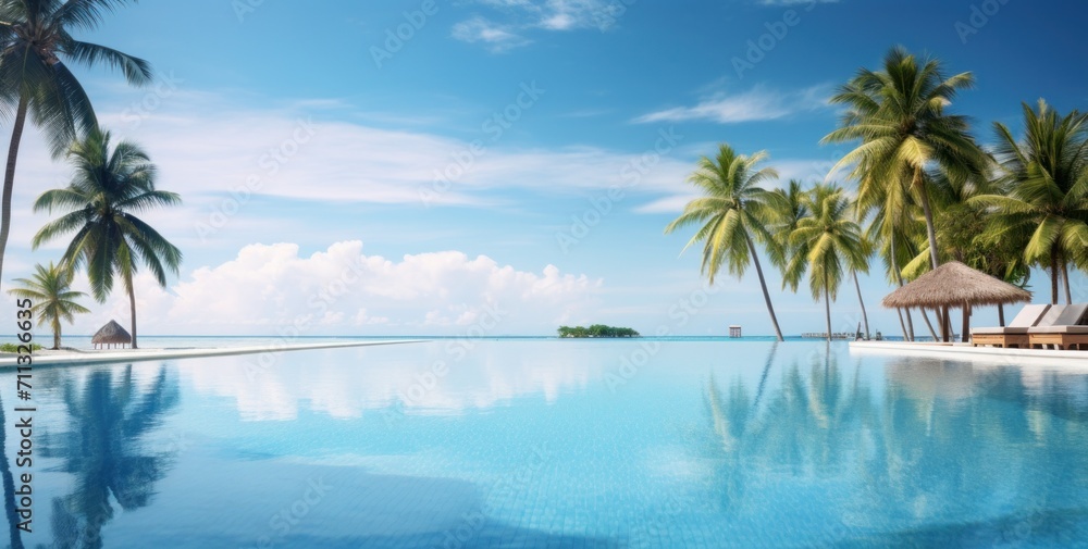 Fototapeta premium the swimming pool by lake tiki maldives