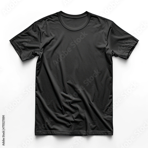 3D mockup of black t-shirt template, white background, Ai generated image