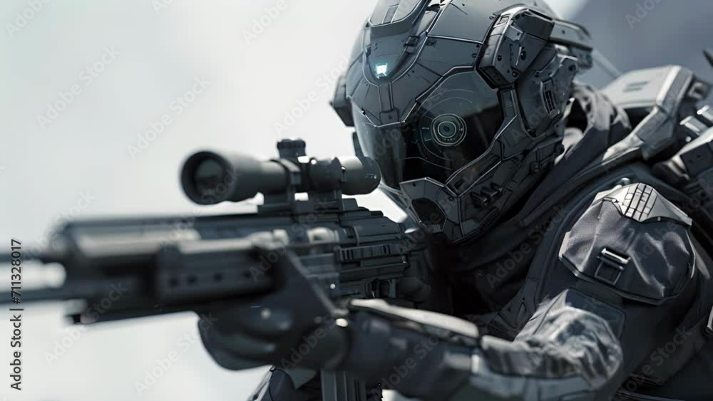 Cartoon digital avatar of a futuristic cyber sniper, equipped with advanced technology and a sleek sniper rifle Cartoon digital avatar of a futuristic cyber sniper, equipped with advanced technology and a sleek sniper rifle