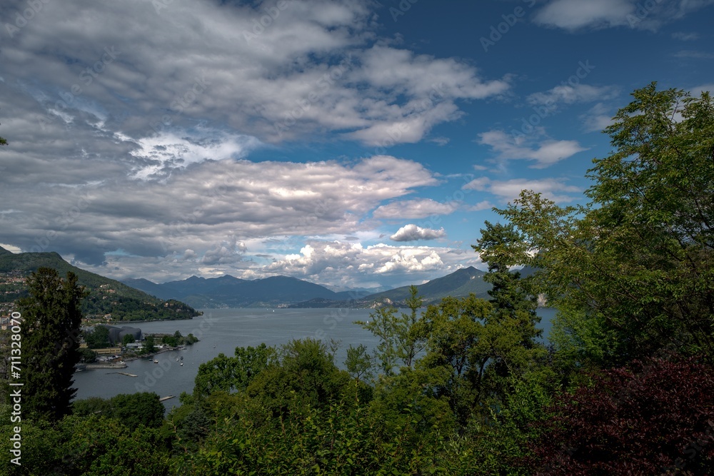Lake Maggiore between mountains Alps