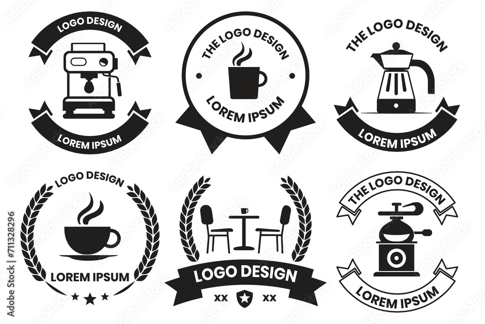 Coffee shop or cafe logo in vintage style - obrazy, fototapety, plakaty 