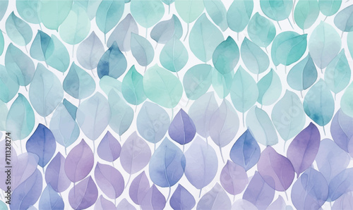 watercolor leaves violet green blue background