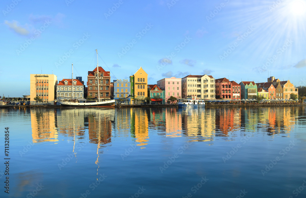 Fototapeta premium the tourist city of Willemstad on the island of Curacao.