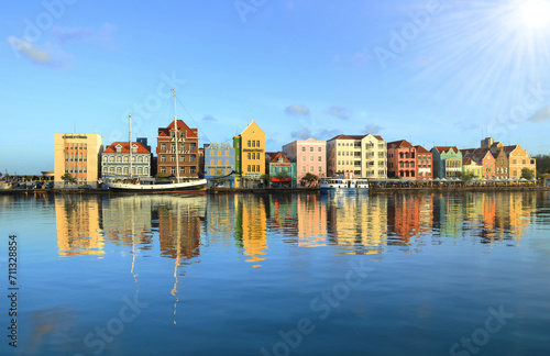 the tourist city of Willemstad on the island of Curacao.