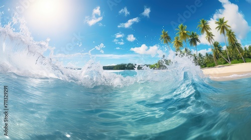 wave splash ocean background illustration sea blue, nature beach, tropical vacation wave splash ocean background © vectorwin