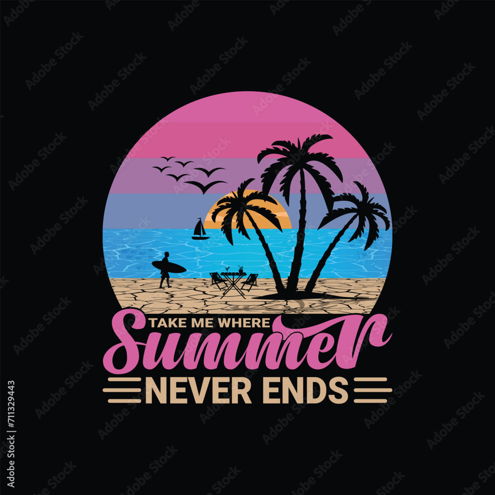Summertime retro vintage summer t-shirt Design.