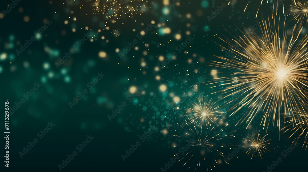 Fototapeta premium Beautiful creative holiday background with fireworks and sparkles