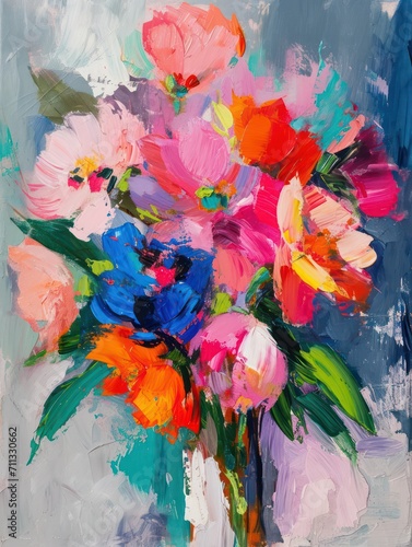 floral brushstroke oil painting, perfect for wall art and printing design