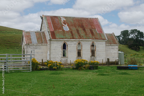 Historial abandoned pioneer church in Ruawai, Northland, New Zealand. photo