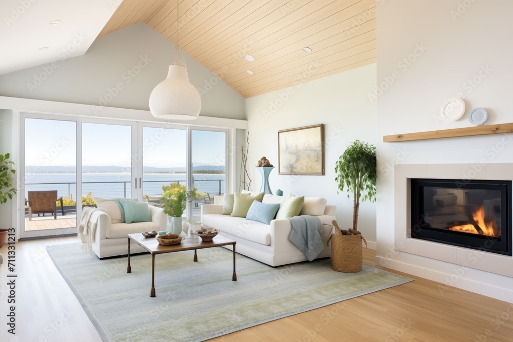 spacious family room in a seaside house with fireplace and sea view spacious family room in a seaside house with fireplace and sea view