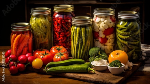  Collage of various fruits and vegetables being prepared for preservation, showcasing the diversity of the canning process,