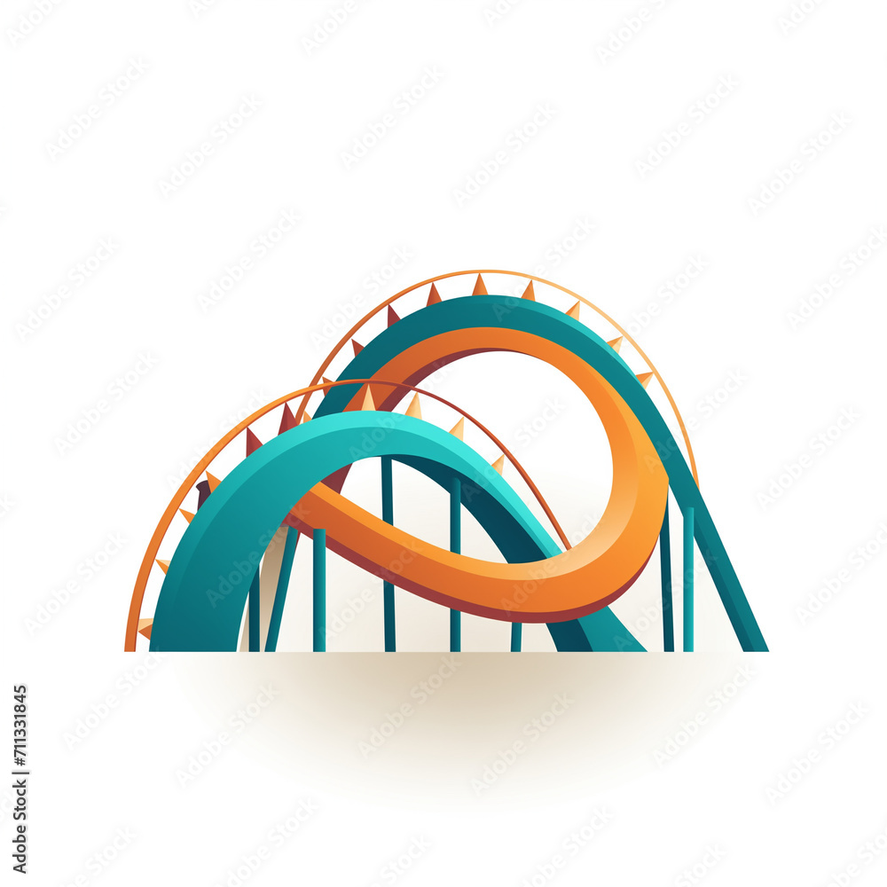 Roller coaster isolated on white background. Vector illustration in flat style. Roller coaster isolated on white background. Vector illustration in flat style.