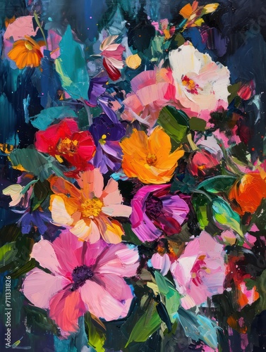 floral brushstroke oil painting, perfect for wall art and printing design © Matthew