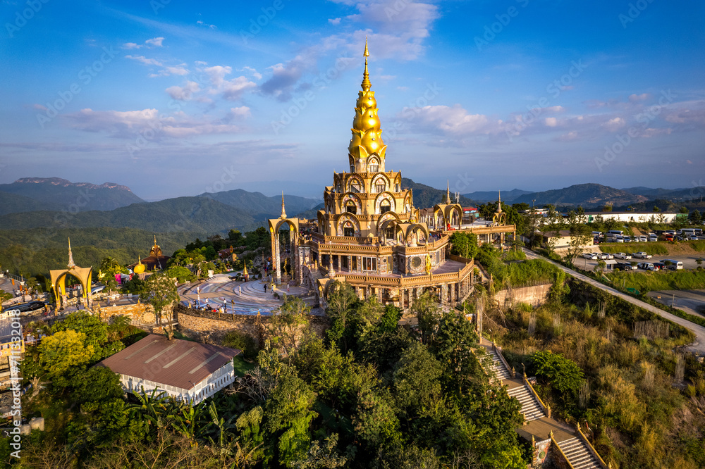 Aerial view of Wat Phra That Pha Sorn Kaew temple in Phetchabun, Thailand