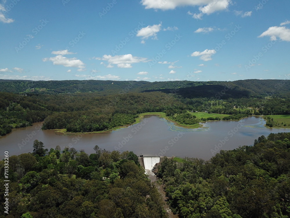 Myponga Reservoir, South Australia. Aerial drone image.