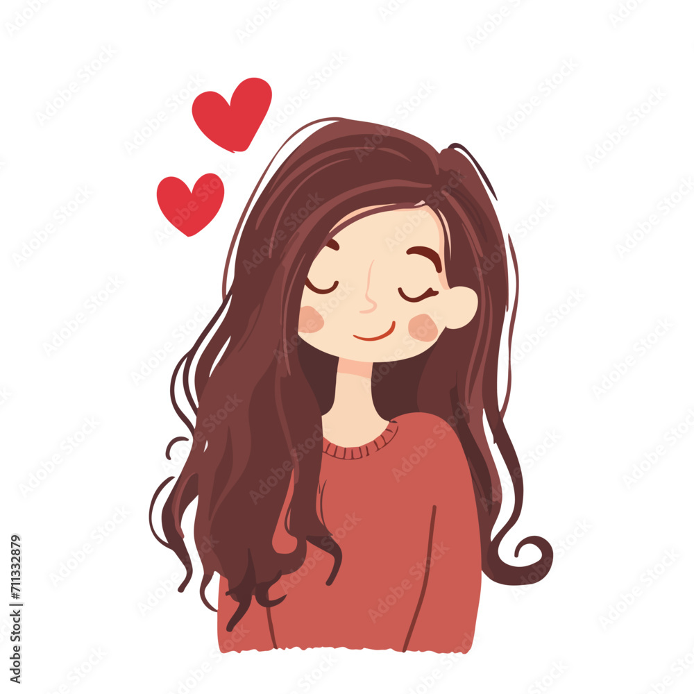 happy girl with heart in hands. valentine day vector illustration isolated on white background. flat design. happy girl with heart in hands. valentine day vector illustration isolated on white background. flat design.