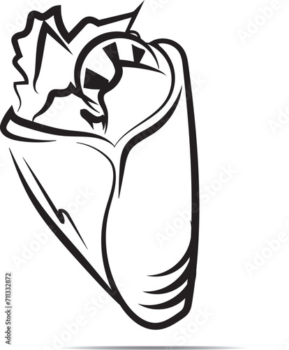 Vector hand-drawn kebab icon line art black and white drawing