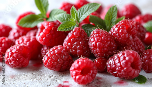 Wallpaper Mural Ripe raspberries on concrete background table. Background of fresh sweet red raspberries arranged together representing concept of healthy diet. Torontodigital.ca