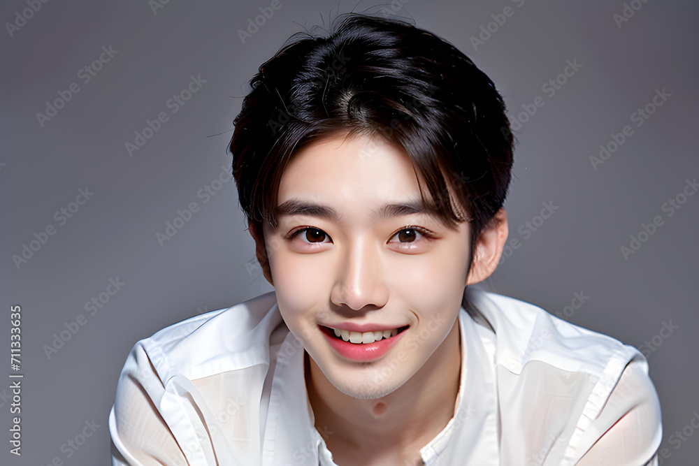 Portrait photo of a handsome and good-looking Asian male model smiling with perfect clean teeth on white background. For advertising, web design, etc. Portrait photo of a handsome and good-looking Asian male model smiling with perfect clean teeth on white background. For advertising, web design, etc.