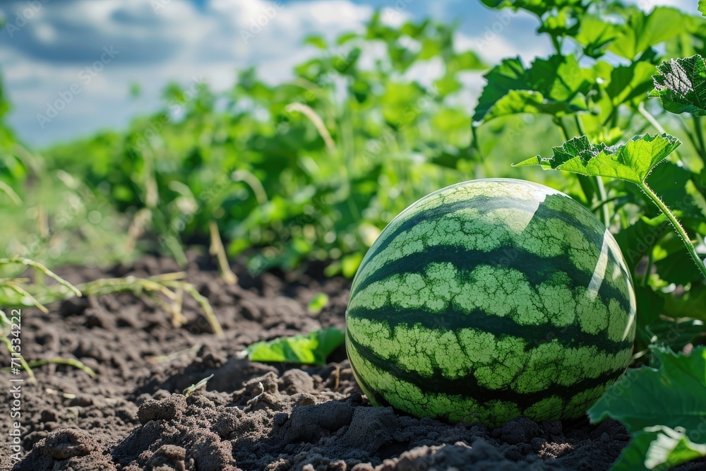 watermelon harvest in field, big ripe watermelon good result from agriculture farm watermelon harvest in field, big ripe watermelon good result from agriculture farm