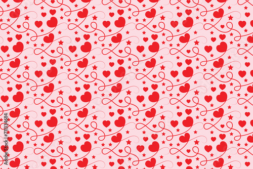 Flourishes Swirling hearts seamless pattern, abstract hearts Swirls pattern, valentines Day Elegant seamless background, curly hearts repeating background, Red love romantic texture wrapping paper 