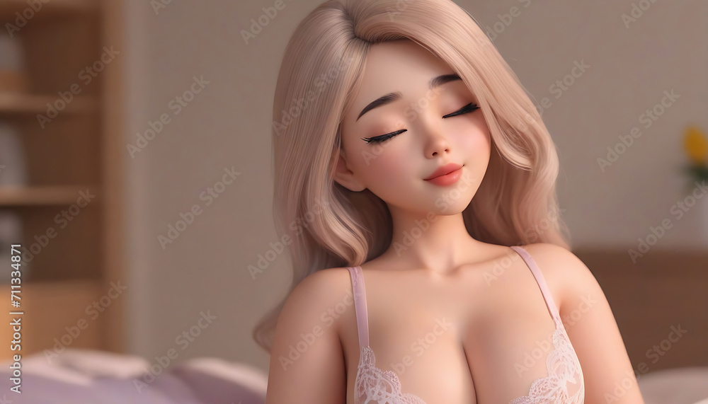 Cartoon illustration of girl in underwear
Cartoon illustration of girl in underwear