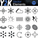 Set with Y2K elements. Aesthetic abstract vector shapes.