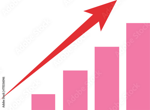 棒グラフ/増加傾向/イラスト/矢印/グラフ/シンプル/かわいい/赤/ピンク