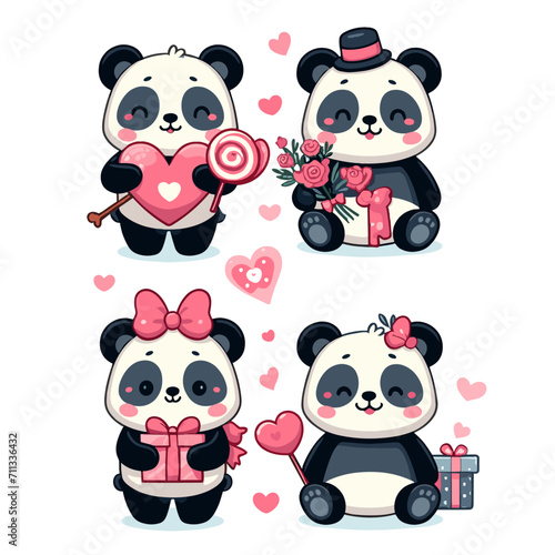 Fototapeta Naklejka Na Ścianę i Meble -  cute baby panda for valentines day