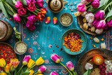Nowruz Blossoms, Blooming flowers and festive elements symbolizing renewal and hope