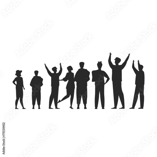 silhouettes of people, Business People Activity Silhouettes, flat vector illustration.