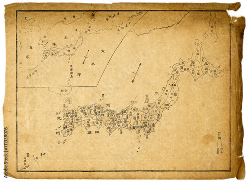 江戸末期から明治初期の日本地図に、ヴィンテージ感をプラス photo