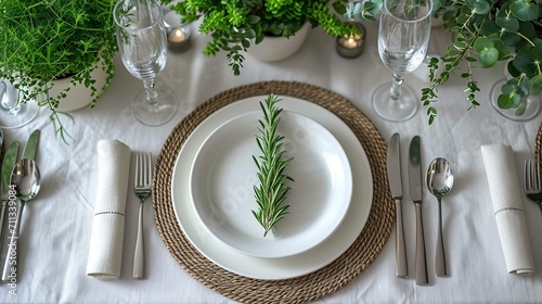 Explore the chic aesthetic of a beige porcelain plate on a pastel background, complemented by golden cutlery and dried flowers--a perfect dishware mockup. ar 16:9