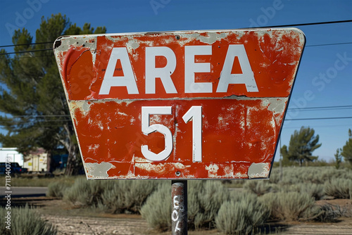 Area 51: Geheimnisvolles Schild markiert das unerforschte Territorium der Verschwörungen und extraterrestrischen Spekulationen photo