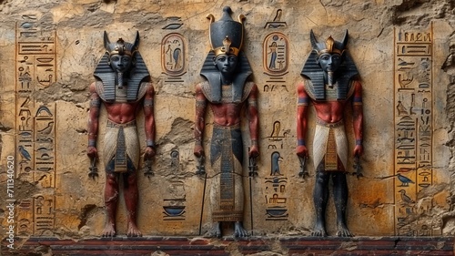 Mysteries of Ancient Egypt. Egyptian Hieroglyphs on Authentic Papyrus
