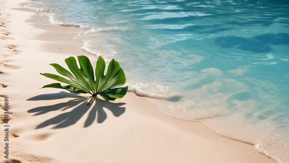 Tropical leaf shadow on water surface Tropical leaf shadow on water surface