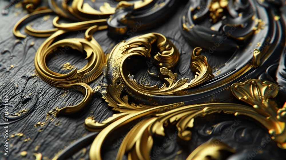 Gold and black floral pattern in Art Nouveau style. Decorative vintage Gold and black floral pattern in Art Nouveau style. Decorative vintage