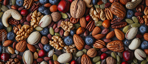 A tapestry of nuts and berries offers a feast for the eyes, rich in textures and the promise of natural goodness photo