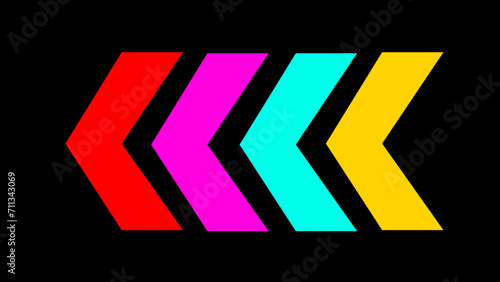 Different and multi color 3d arrows sign on the black background and pointing to the left icon. Simple icon for websites, web design, mobile app, info graphics .