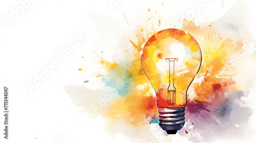 Wallpaper Mural Colorful glowing idea light bulbs On a blue background painted with paint splashes, innovation concept, brainstorming visualization. and creativity Torontodigital.ca