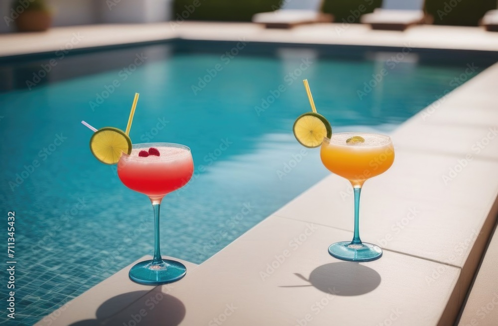 Obraz premium Poolside Cocktail. Vacation concept 