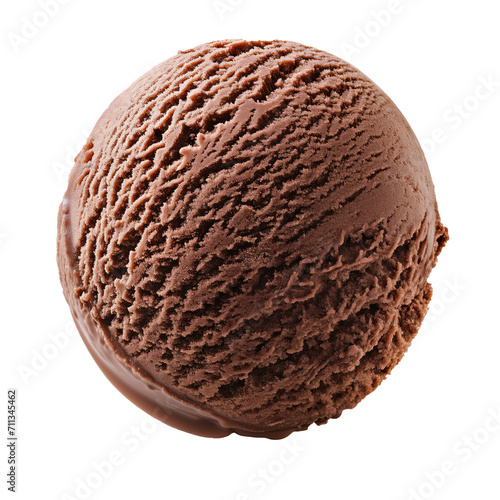 Chocolate ice cream ball Isolated on white background