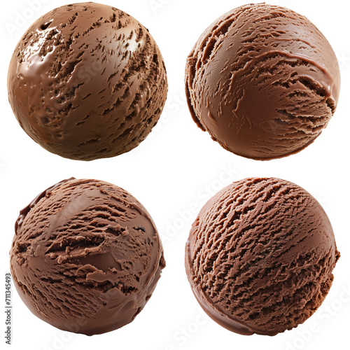 Set of Chocolate ice cream ball Isolated on white background