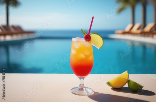 Poolside Cocktail. Vacation concept 