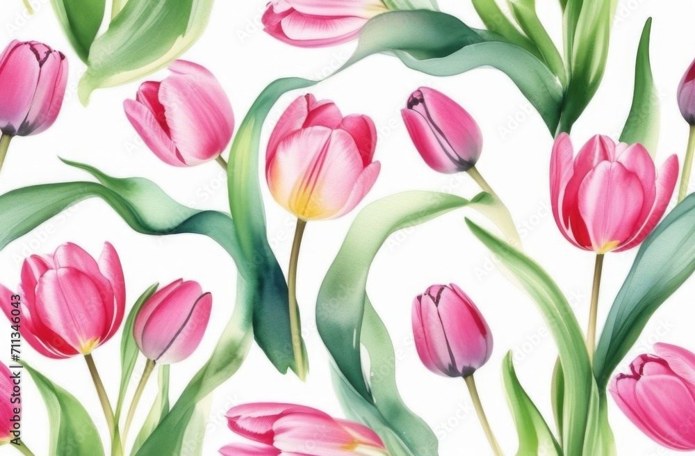Obraz premium pastel tulips watercolor background. tulips space for text