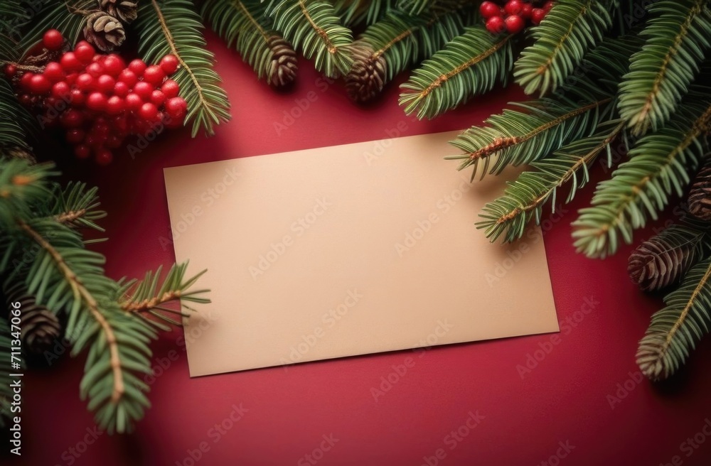 Fototapeta premium Christmas card with fir branches