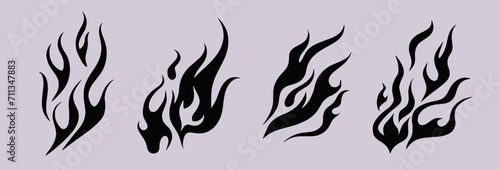 Set of neo-tribal flame shapes for flash tattoos or sticker designs.